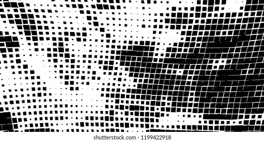 Abstract grunge texture of black squares on a white background