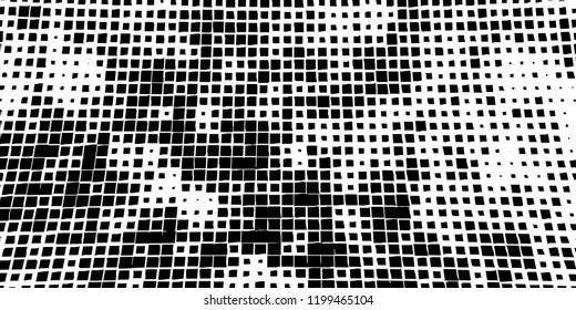 Abstract grunge texture of black squares on a white background