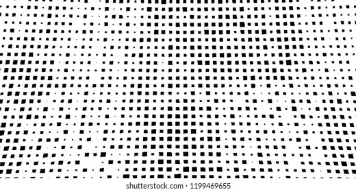 Abstract grunge texture of black squares on a white background