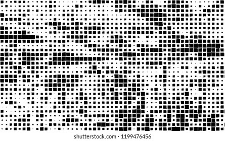 Abstract grunge texture of black squares on a white background
