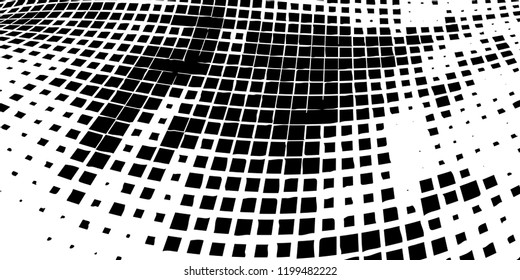 Abstract grunge texture of black squares on a white background