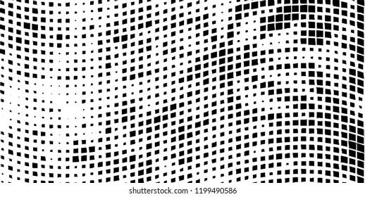Abstract grunge texture of black squares on a white background