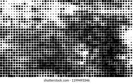 Abstract grunge texture of black squares on a white background