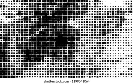 Abstract grunge texture of black squares on a white background