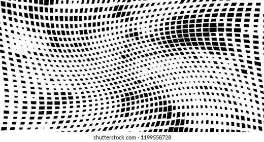 Abstract grunge texture of black squares on a white background