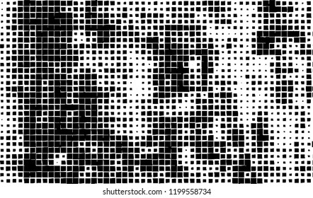 Abstract grunge texture of black squares on a white background