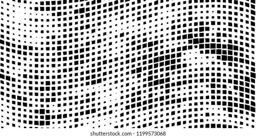 Abstract grunge texture of black squares on a white background