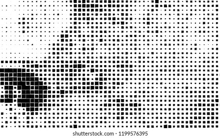 Abstract grunge texture of black squares on a white background