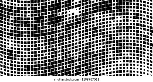Abstract grunge texture of black squares on a white background