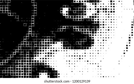Abstract grunge texture of black squares on a white background