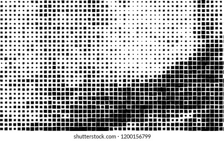 Abstract grunge texture of black squares on a white background