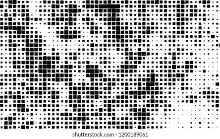 Abstract grunge texture of black squares on a white background