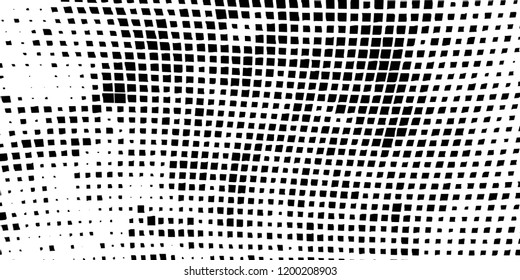 Abstract grunge texture of black squares on a white background