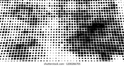 Abstract grunge texture of black squares on a white background