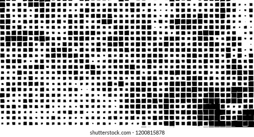 Abstract grunge texture of black squares on a white background