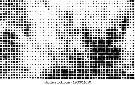 Abstract grunge texture of black squares on a white background