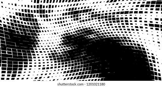Abstract grunge texture of black squares on a white background