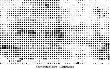 Abstract grunge texture of black squares on a white background