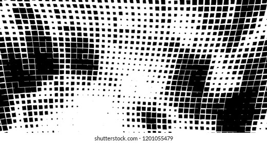 Abstract grunge texture of black squares on a white background