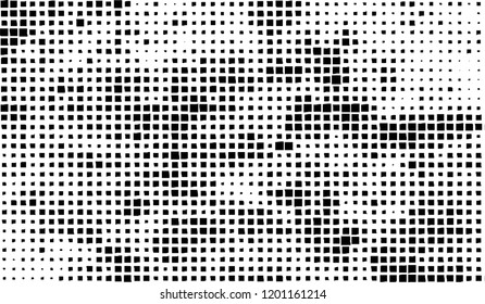 Abstract grunge texture of black squares on a white background