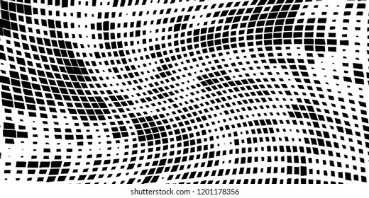 Abstract grunge texture of black squares on a white background