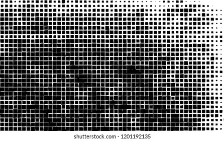 Abstract grunge texture of black squares on a white background