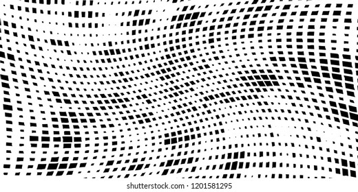 Abstract grunge texture of black squares on a white background