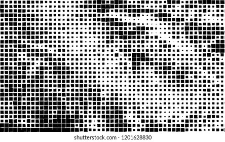 Abstract grunge texture of black squares on a white background