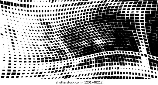 Abstract grunge texture of black squares on a white background