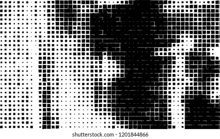 Abstract grunge texture of black squares on a white background