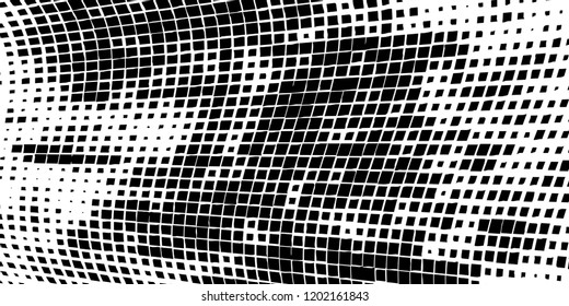 Abstract grunge texture of black squares on a white background