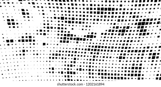 Abstract grunge texture of black squares on a white background