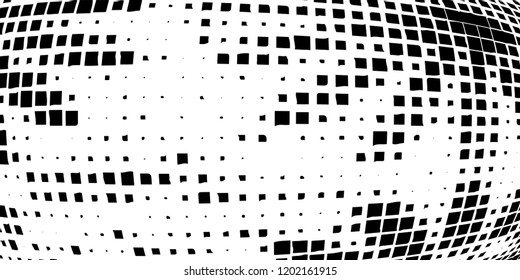 Abstract grunge texture of black squares on a white background