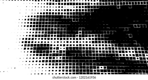 Abstract grunge texture of black squares on a white background