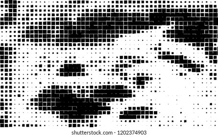 Abstract grunge texture of black squares on a white background