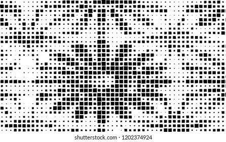 Abstract grunge texture of black squares on a white background