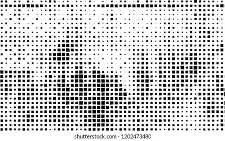 Abstract grunge texture of black squares on a white background