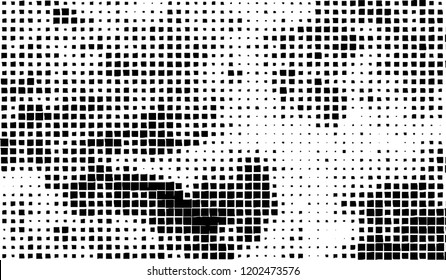 Abstract grunge texture of black squares on a white background