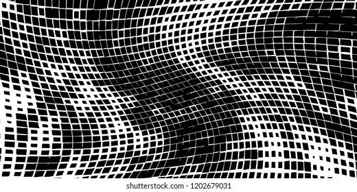 Abstract grunge texture of black squares on a white background