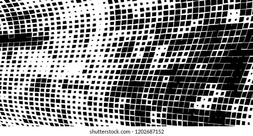 Abstract grunge texture of black squares on a white background