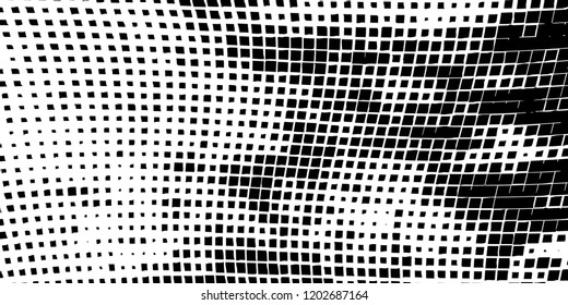 Abstract grunge texture of black squares on a white background