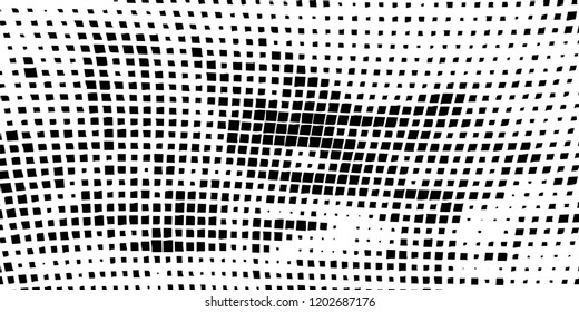 Abstract grunge texture of black squares on a white background