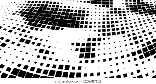 Abstract grunge texture of black squares on a white background