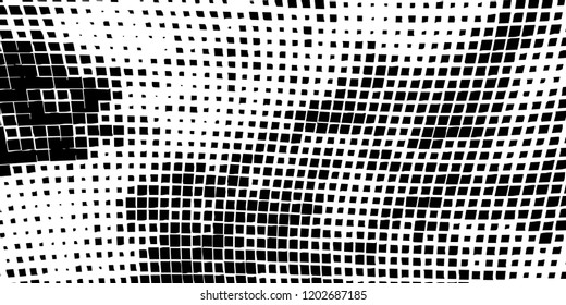 Abstract grunge texture of black squares on a white background