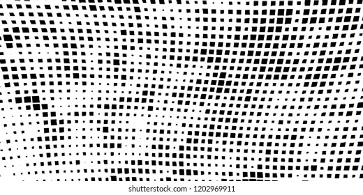Abstract grunge texture of black squares on a white background