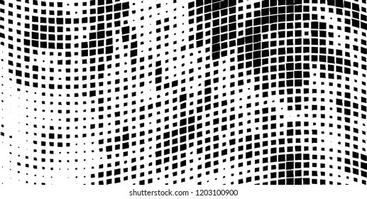 Abstract grunge texture of black squares on a white background