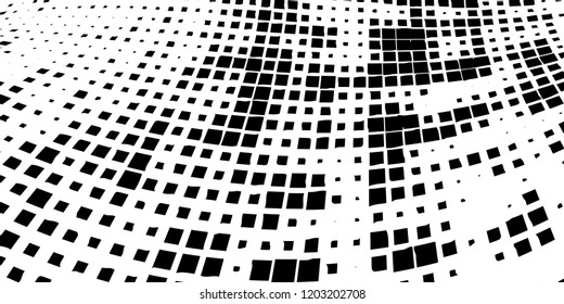 Abstract grunge texture of black squares on a white background