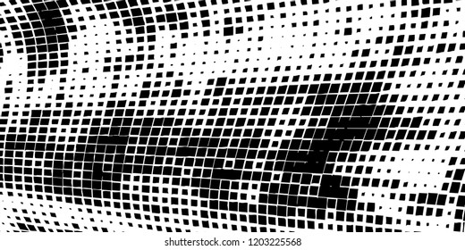 Abstract grunge texture of black squares on a white background