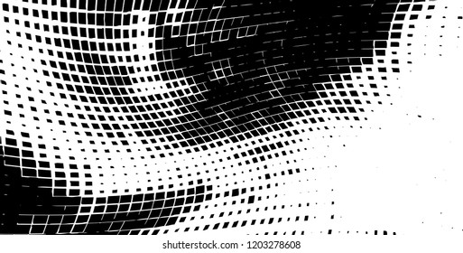 Abstract grunge texture of black squares on a white background