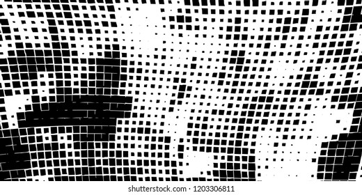 Abstract grunge texture of black squares on a white background